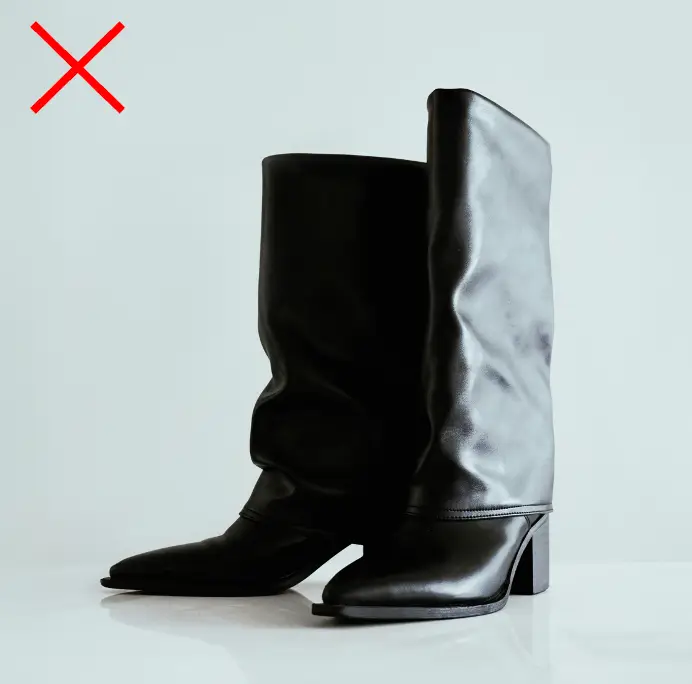 Black Midcalf Slouchy Boots that do not work well for petite women. 
