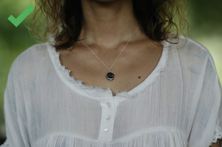 An example of a good scoop neck top for a petite woman.