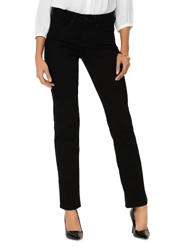 Nydj Petites Marilyn High Rise Straight Jeans in Black