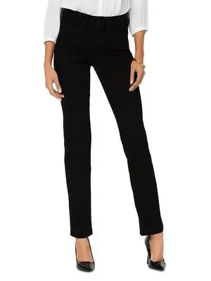 Nydj Petites Marilyn High Rise Straight Jeans in Black