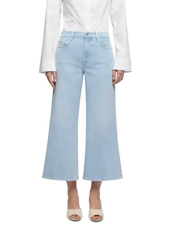 7 For All Mankind Petites Lotta Wide Ankle Jeans in Dewdrop