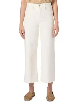 Paige Anessa Petite High Rise Wide Leg Jeans in Tonal Ecru