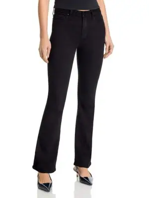 Paige Laurel Canyon High Rise Petite Boot Jeans in Black Shadow