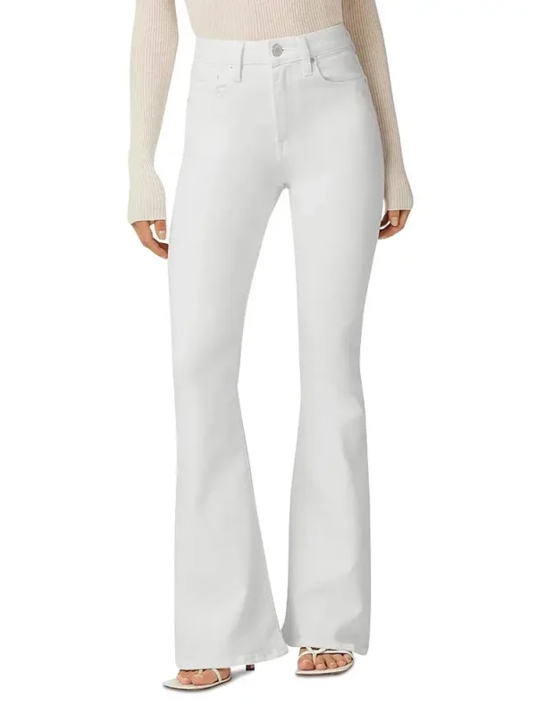 Hudson Petite Holly High Rise Flare Jeans in White