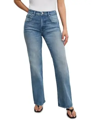 Good American Good Standard Petite Bootcut Jeans in Indigo998