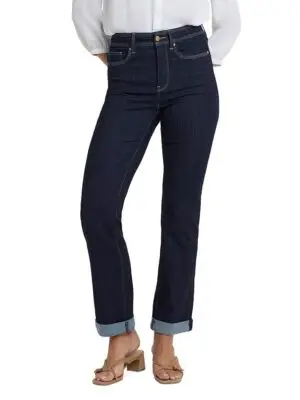Nydj Petites Marilyn High Rise Triple Stitch Straight Jeans in Morning Tides