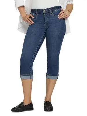 Nydj Petite Marilyn High Rise Cropped Straight Jeans in Blue Ridge