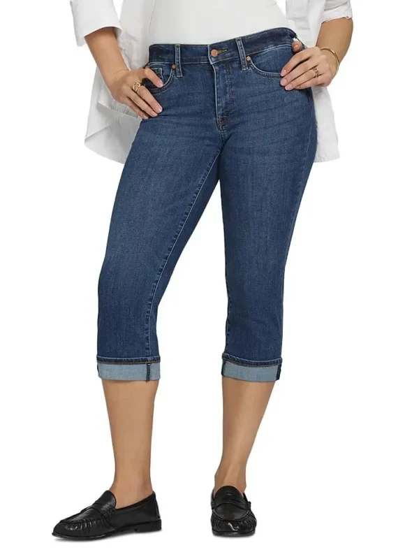 Nydj Petite Marilyn High Rise Cropped Straight Jeans in Blue Ridge