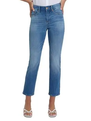 Nydj Petites Marilyn Floral Pocket High Rise Straight Ankle Jeans in Pacifica