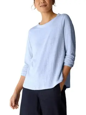 Eileen Fisher Petite Long Sleeve Linen Tee