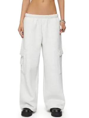 Edikted Petite Wide Leg Cargo Sweatpants