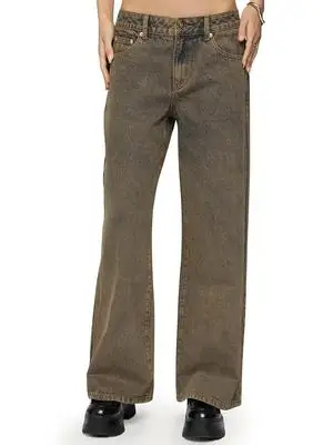 Edikted Petite Zahra Mud Wash Low Rise Colored Wash Jeans
