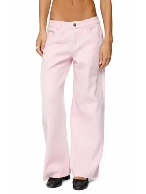 Edikted Petite Roman Low Rise Slouchy Colored Wash Jeans