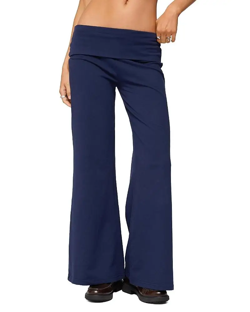 Edikted Petite Wide Leg Fold Over Pants