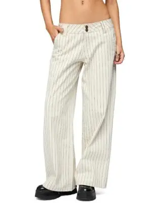 Edikted Petite Cory Striped Low Rise Colored Wash Jeans