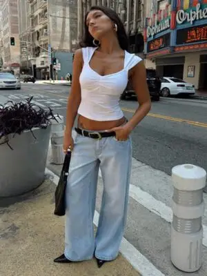 Ramos Low Rise Wide Leg Jeans Light Blue Wash Petite