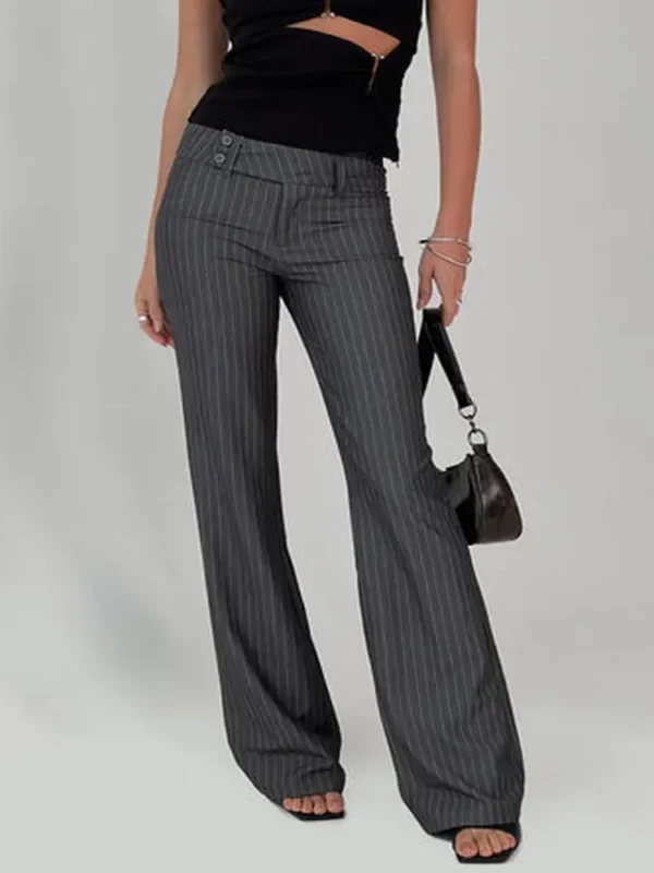 Kinkirk Flared Pants Grey Pinstripe Petite
