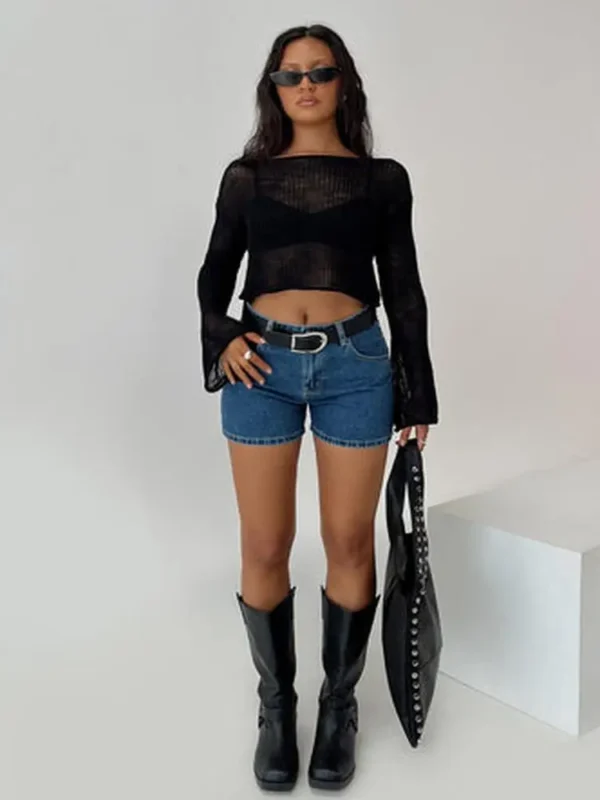 Saldana Shorts Mid Blue Denim Petite