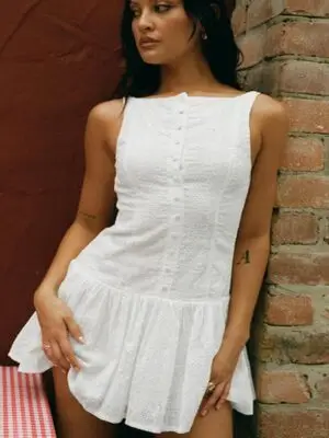 Sweeter Places Embroidered Mini Dress White Petite