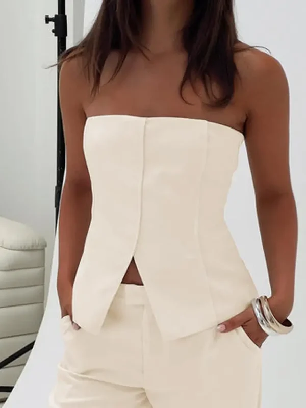 Lavish Living Strapless Top Cream Petite