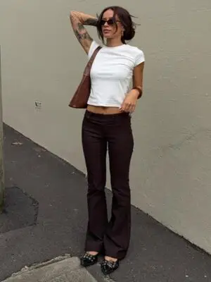 Kinkirk Flared Pants Chocolate Petite