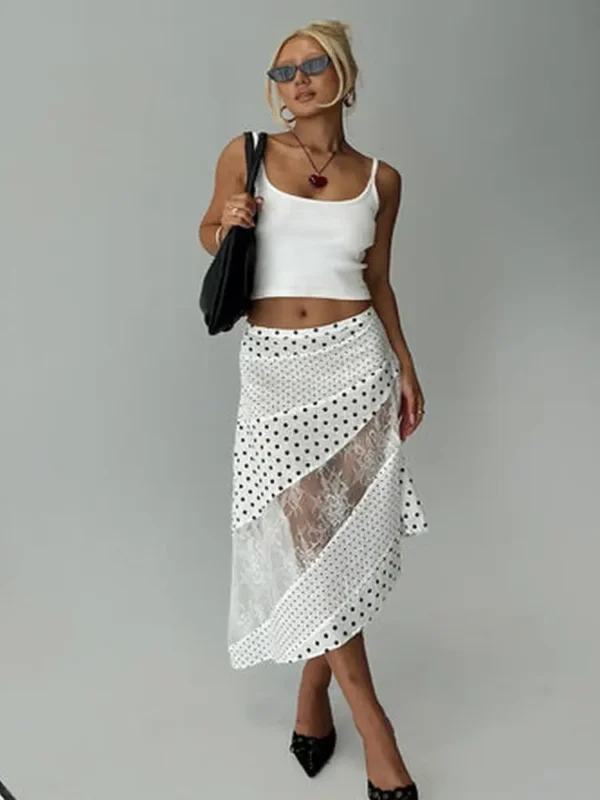 Rennar Maxi Skirt White / Polka Dot Petite
