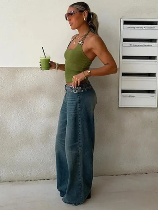 Paltrow Mid Rise Wide Leg Cargo Jeans Mid Blue Wash Petite