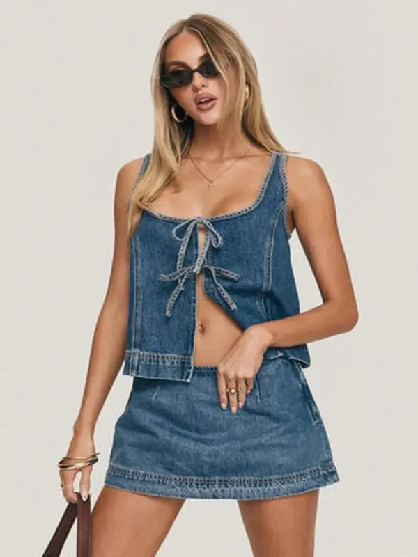 Stefenie Denim Skort Mid Wash Petite