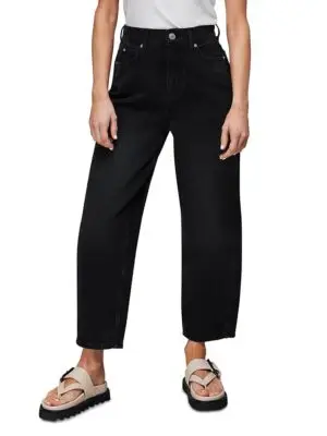 Whistles Petites Authentic High Rise Barrel Jeans in Black