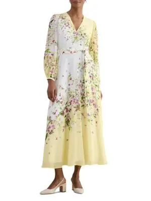 Hobbs London Petites Ariel Silk Floral Dress