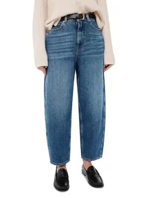 Whistles Petite High Rise Barrel Leg Jeans in Denim