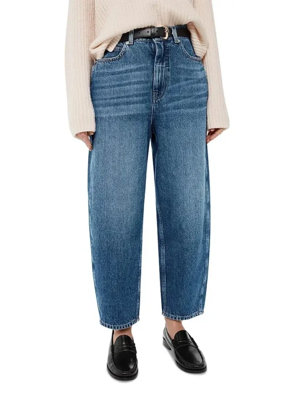 Whistles Petite High Rise Barrel Leg Jeans in Denim