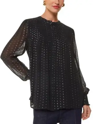 Whistles Petites Metallic Stripe Shirt