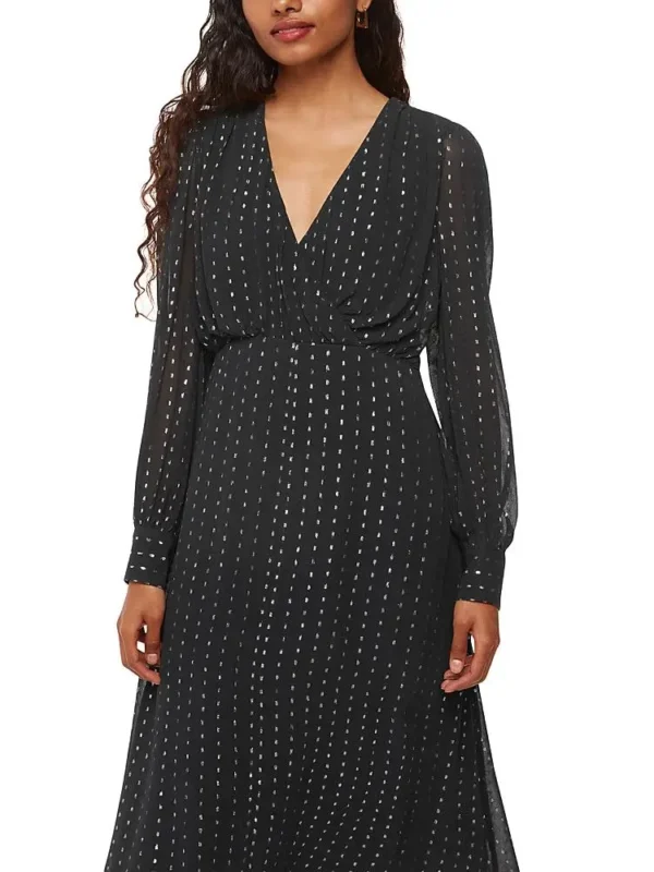 Whistles Petites Metallic Stripe Midi Dress