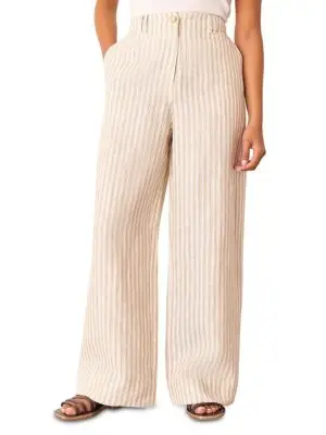 Whistles Petite Linen Stripe Trousers