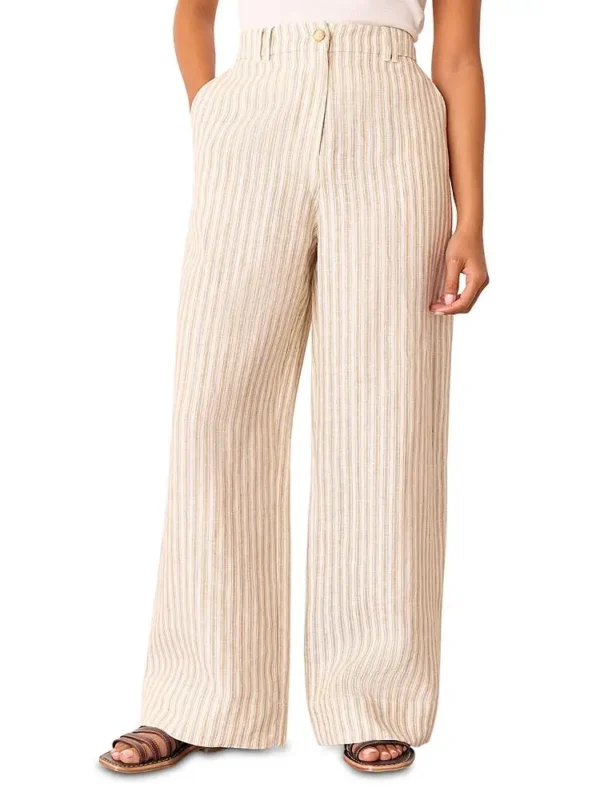 Whistles Petite Linen Stripe Trousers