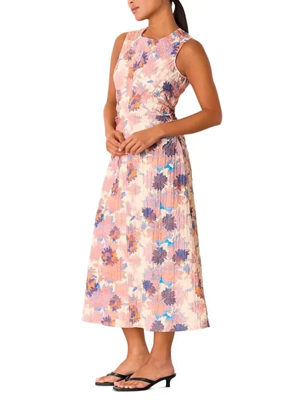 Whistles Petite Floral Textured Midi Dress