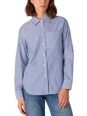 Whistles Petite Relaxed Fit Stripe Shirt
