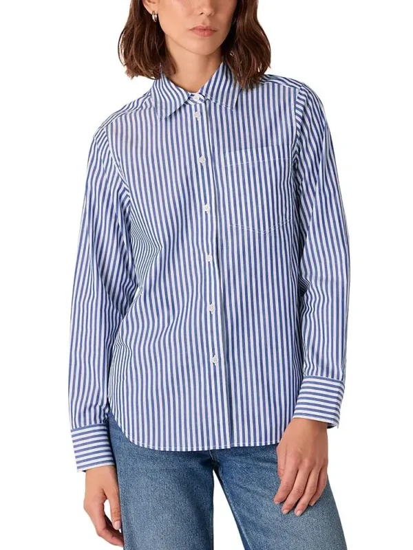 Whistles Petite Relaxed Fit Stripe Shirt