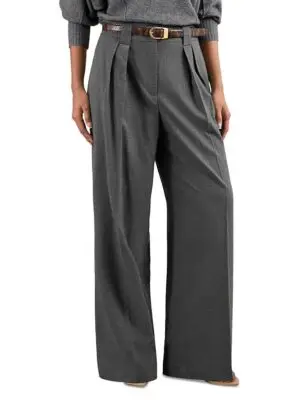 Reiss Petite Poppie Wide Leg Flannel Trousers