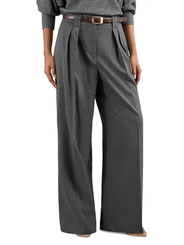 Reiss Petite Poppie Wide Leg Flannel Trousers