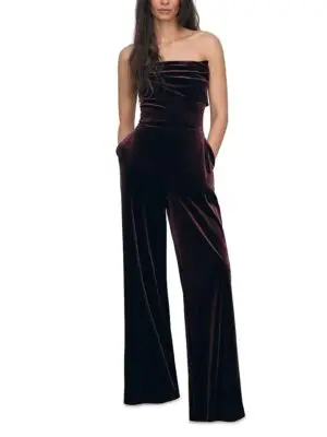 Reiss Petite Andria Strapless Velvet Jumpsuit