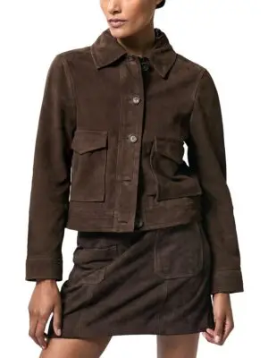 Reiss Petite Suede Trucker Jacket