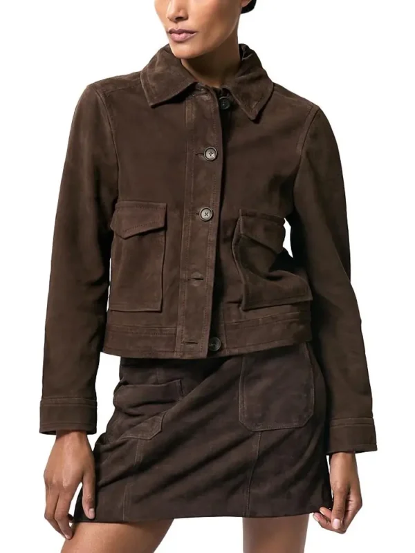 Reiss Petite Suede Trucker Jacket