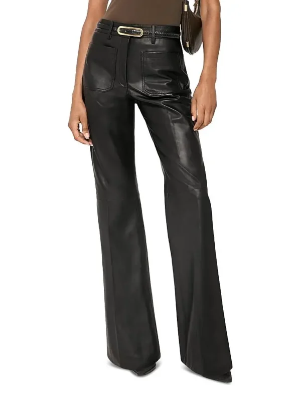 Reiss Petites Priya Leather Flare Pants
