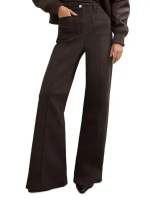 Reiss Petites Sakura Flare Patch Pocket Jeans in Chocolate