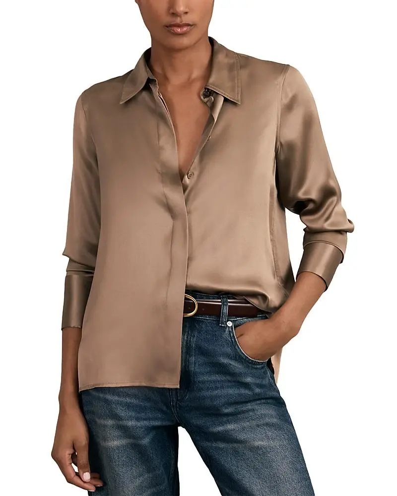 Reiss Petites Ameira Silk Satin Shirt