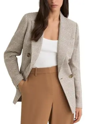 Reiss Petite Maxwell Double Breasted Check Blazer