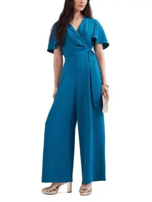 Phase Eight Petite Julissa Blue Wide Leg Jumpsuit