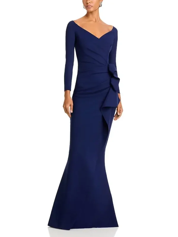 Chiara Boni La Petite Robe Silveria Side Ruffle Gown